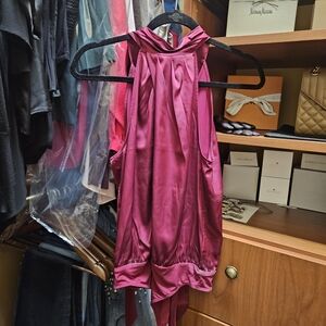 Express Burgundy Satin Top